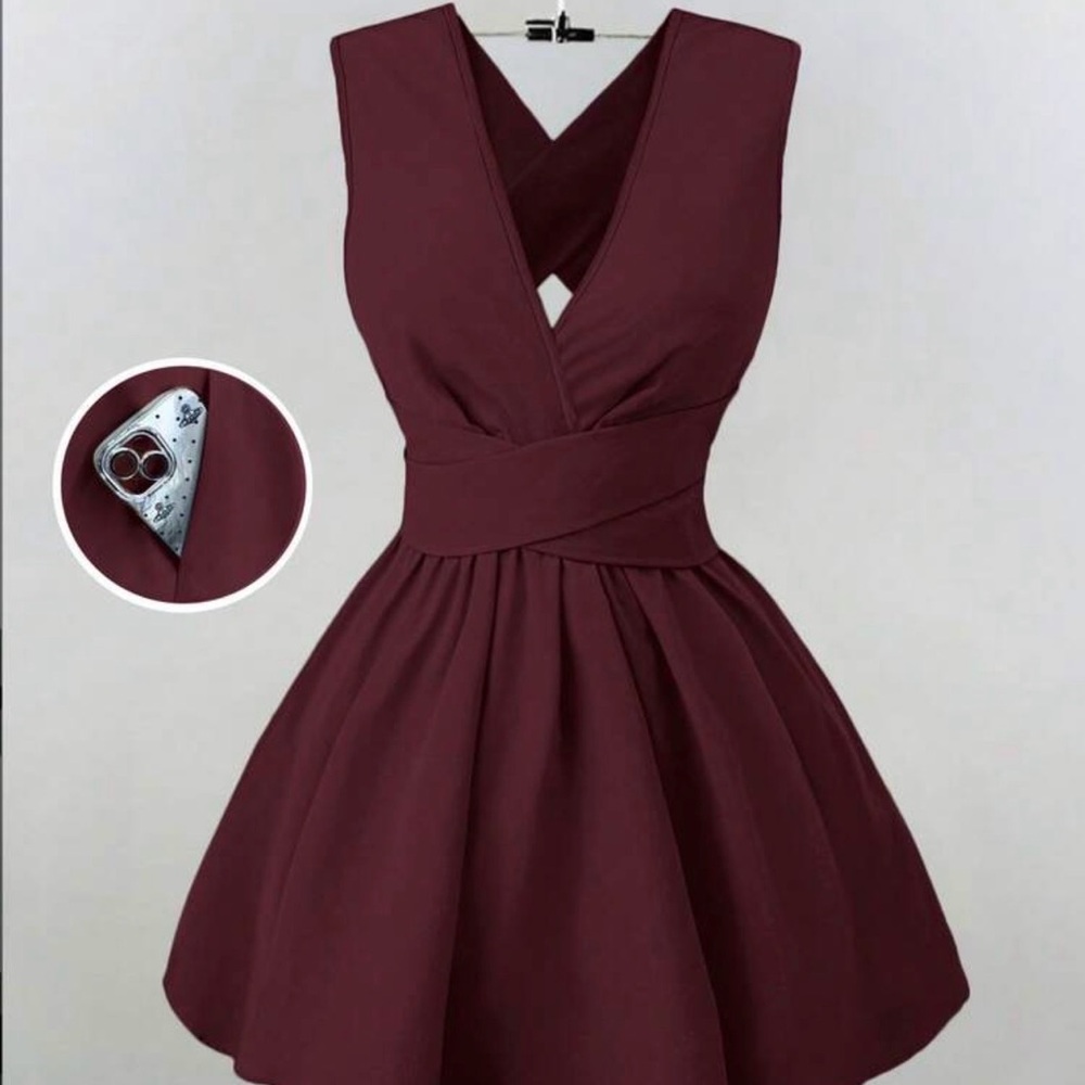 Elegant Burgundy Sleeveless Dress